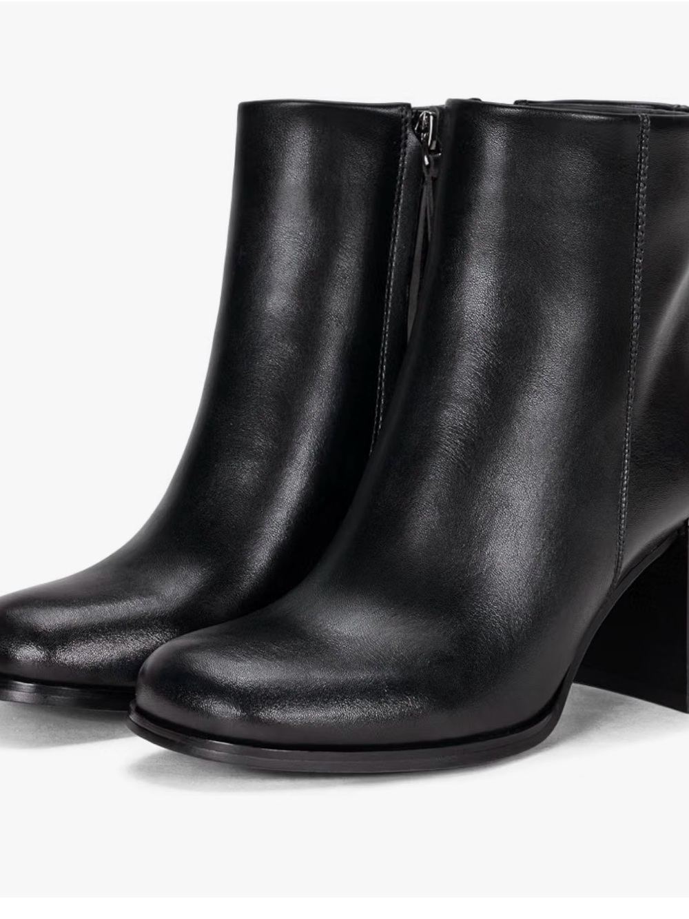 Women's Black Leather Ankle Boots